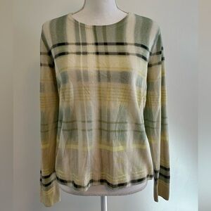 St. John | 100% Cashmere Plaid Long Sleeve Sweater